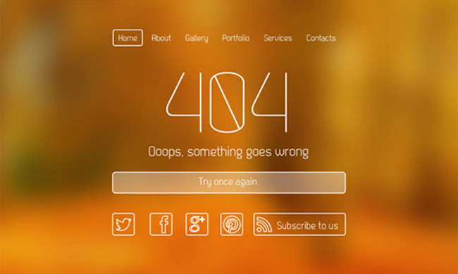 Elegant 404 Error Page PSD Template
