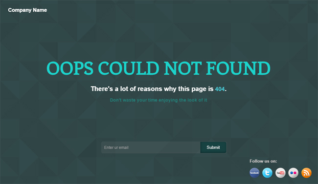 Green Glossy 404 Page Not Found Template