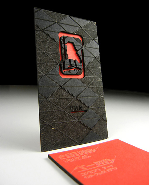 Laser Cut Black and Red Business Card Design