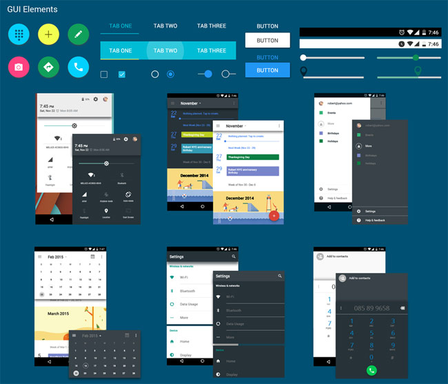 Free Android Material Design UI Kit PSD